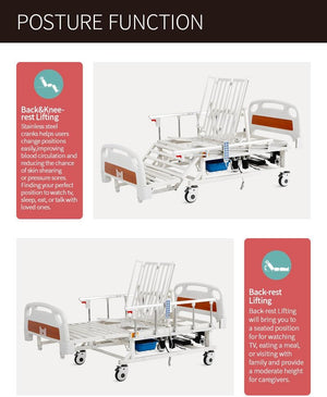 Fully Electric 6-Function Hospital Bed – VIP Long-Term Care with Mattress & IV Pole