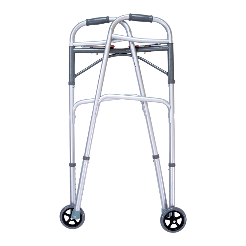 Steel Button Folding Walker with Wheels