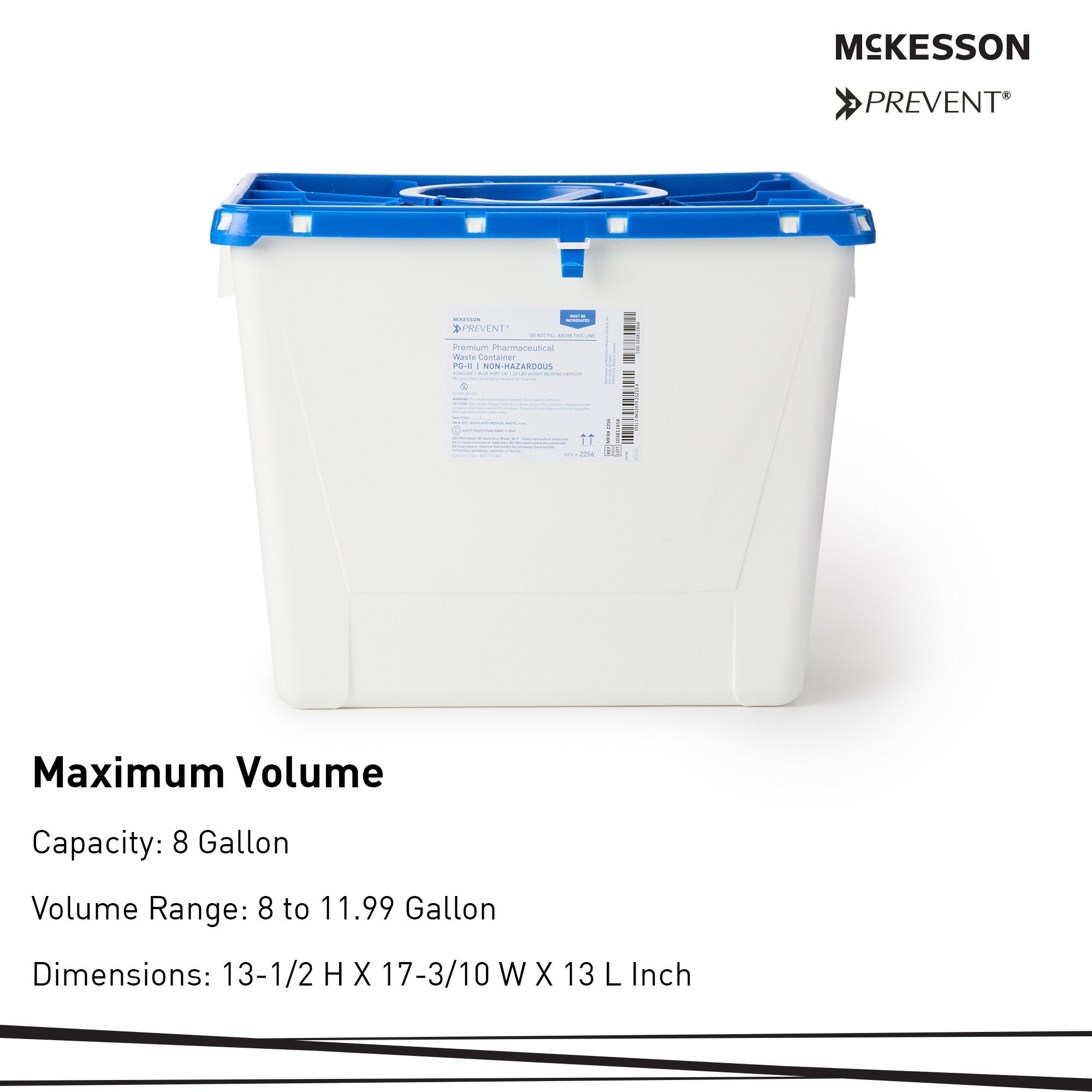 McKesson Prevent® 8 Gallon Pharmaceutical Waste Container – White/Blue