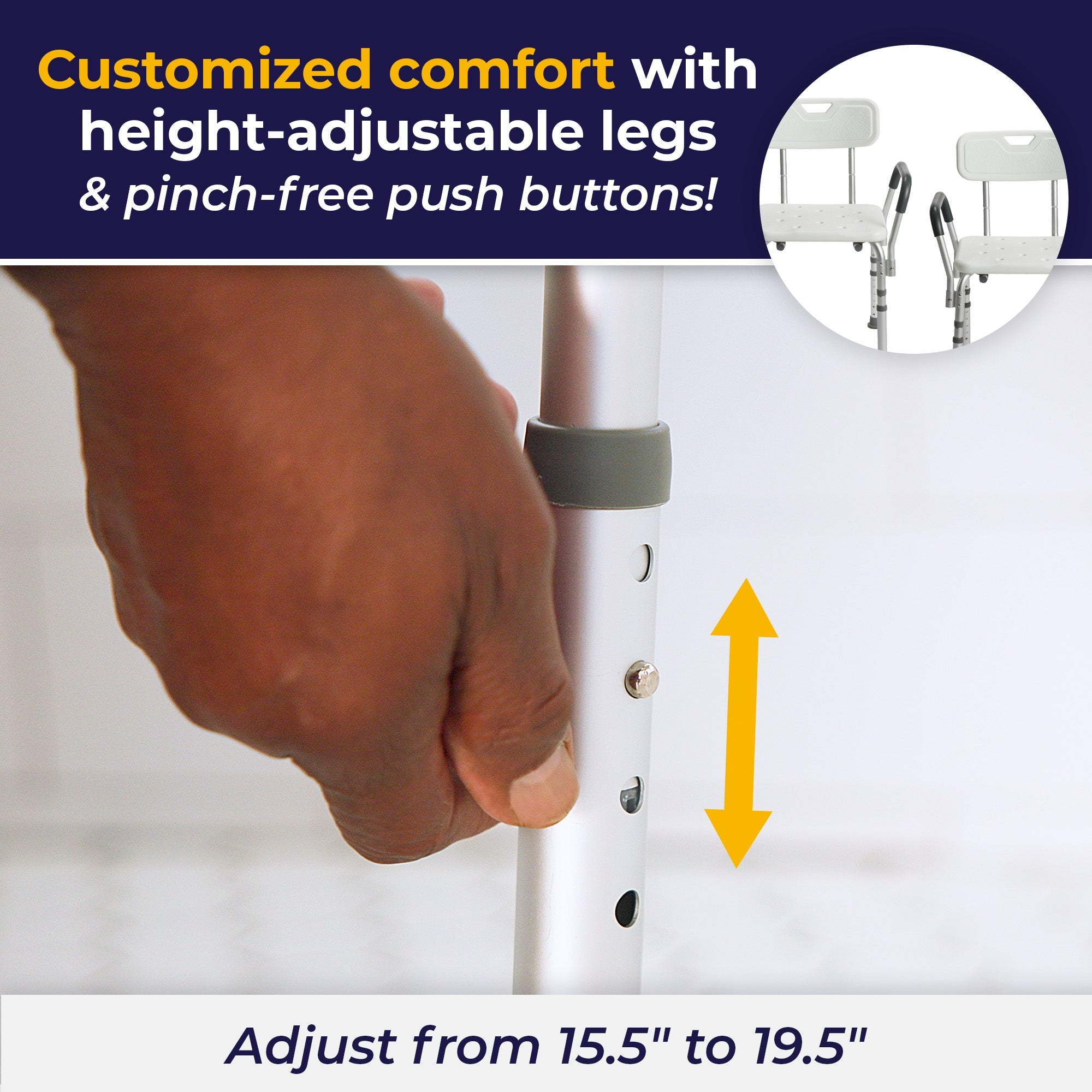 drive shower chair with backrest and removable padded arms, aluminum frame