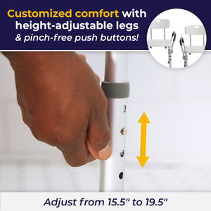 drive shower chair with backrest and removable padded arms, aluminum frame