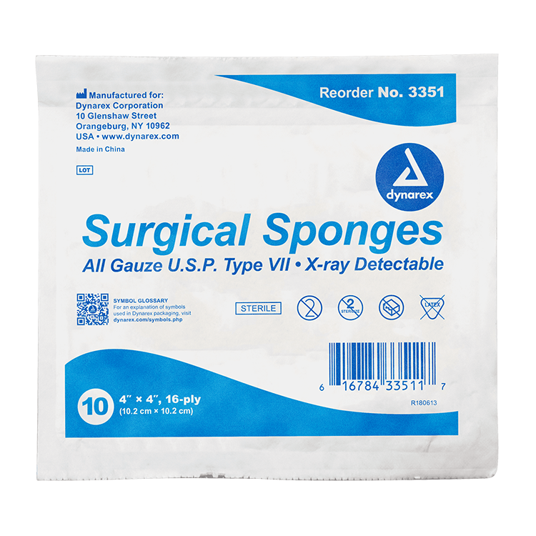 Surgical Gauze Sponge - Sterile, X-Ray Detectable - 128/cs