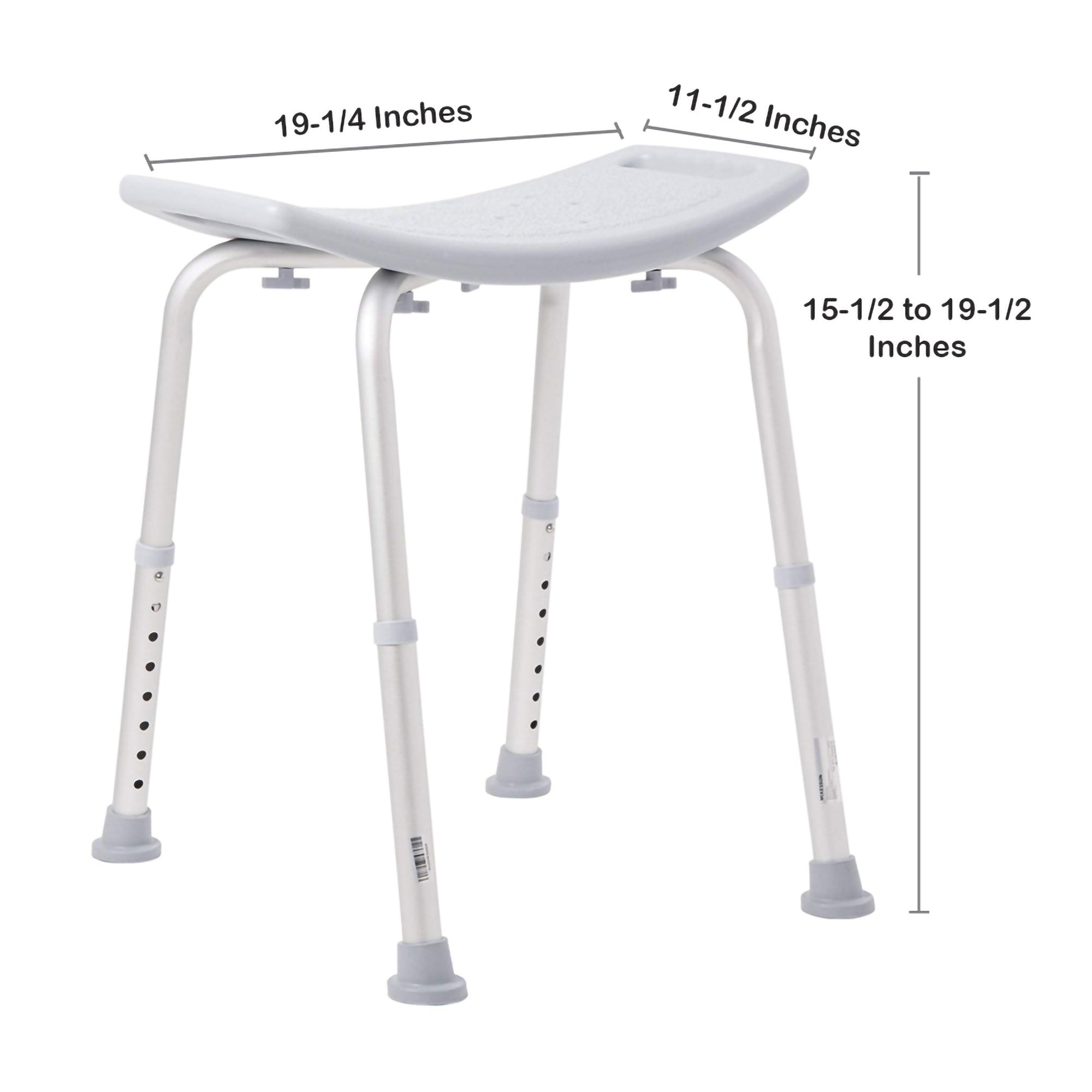 McKesson aluminum bath bench without backrest, adjustable height, gray