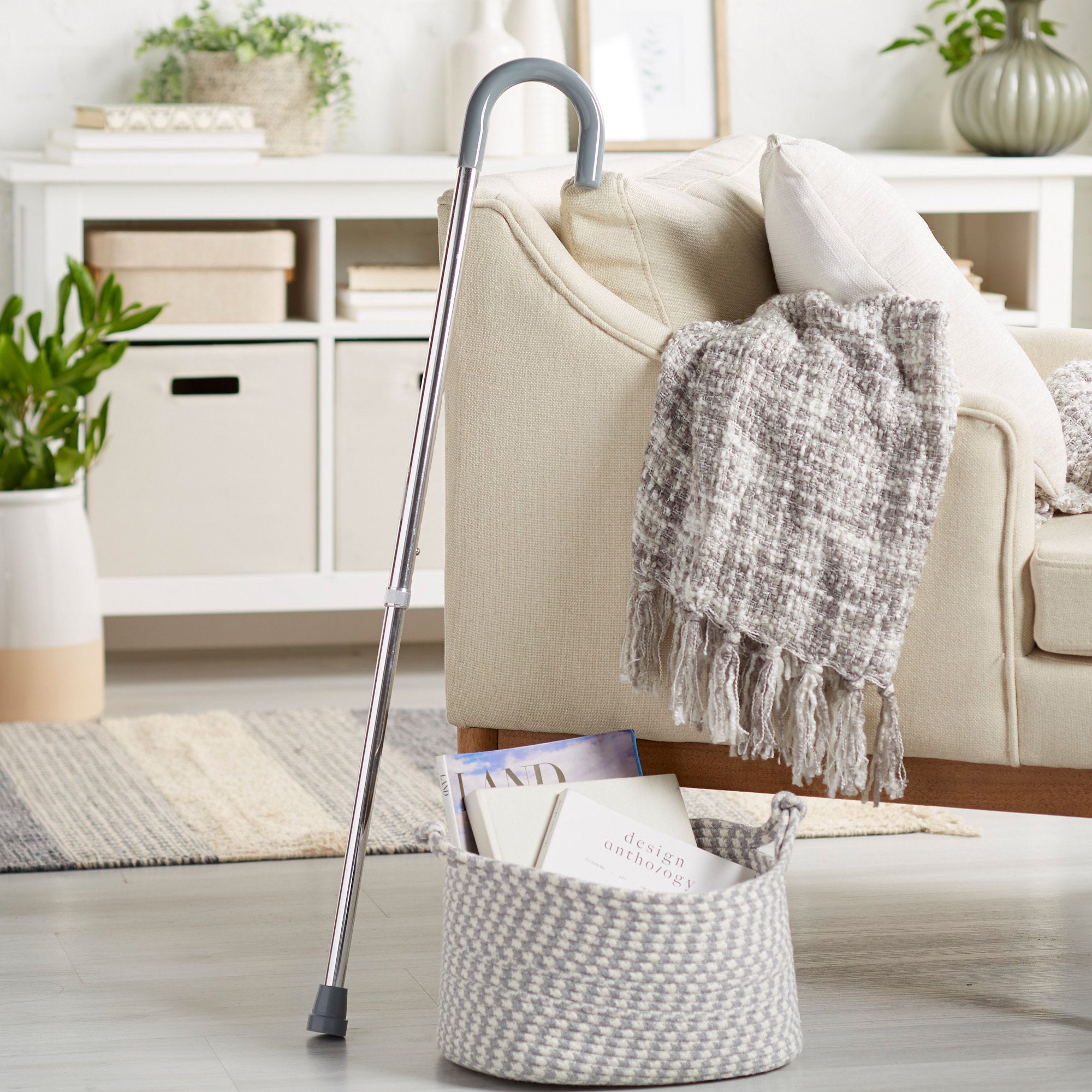 McKesson Round Handle Aluminum Walking Cane with adjustable chrome frame