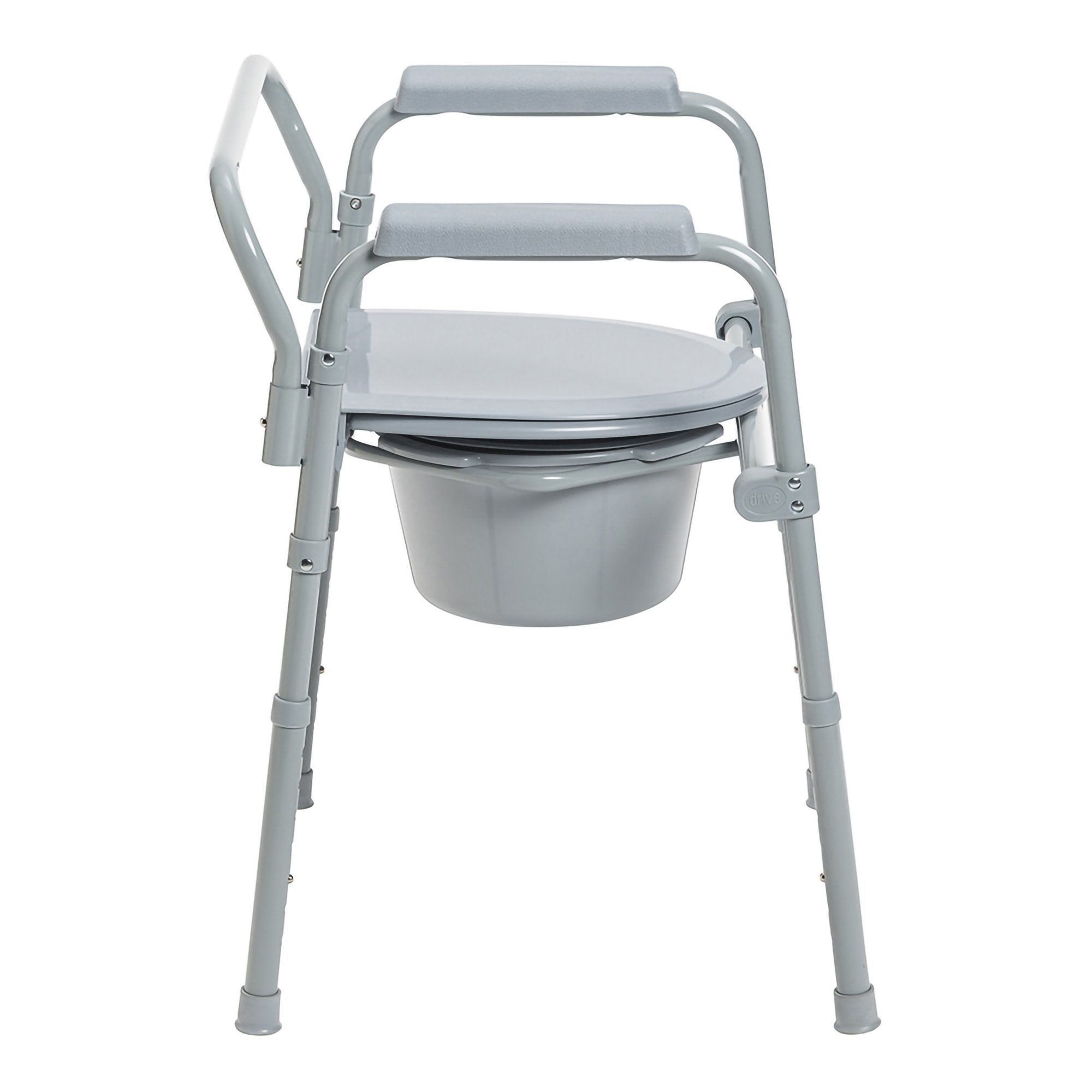 McKesson folding fixed-arm steel commode chair, 350 lb capacity