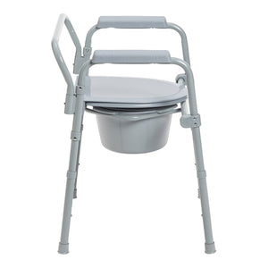 McKesson folding fixed-arm steel commode chair, 350 lb capacity