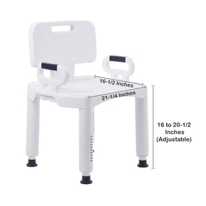 McKesson bath bench with removable arms and back, adjustable plastic shower seat
