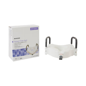 McKesson raised toilet seat with arms, 5-inch height, white