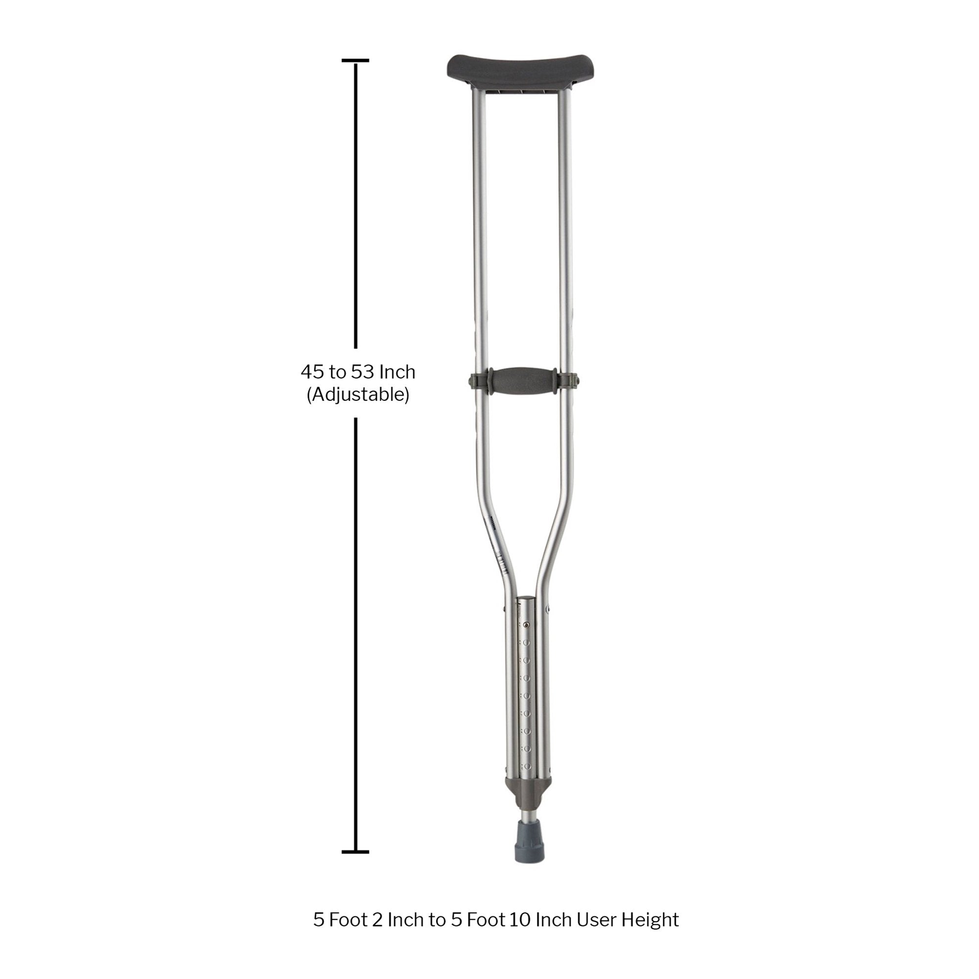 McKesson Adult Underarm Crutches 5'2"–5'10" aluminum adjustable mobility support