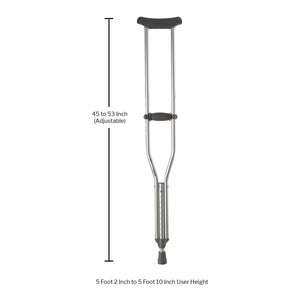McKesson Adult Underarm Crutches 5'2"–5'10" aluminum adjustable mobility support