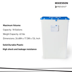 McKesson Prevent® 18 Gallon Pharmaceutical Waste Container – White/Blue