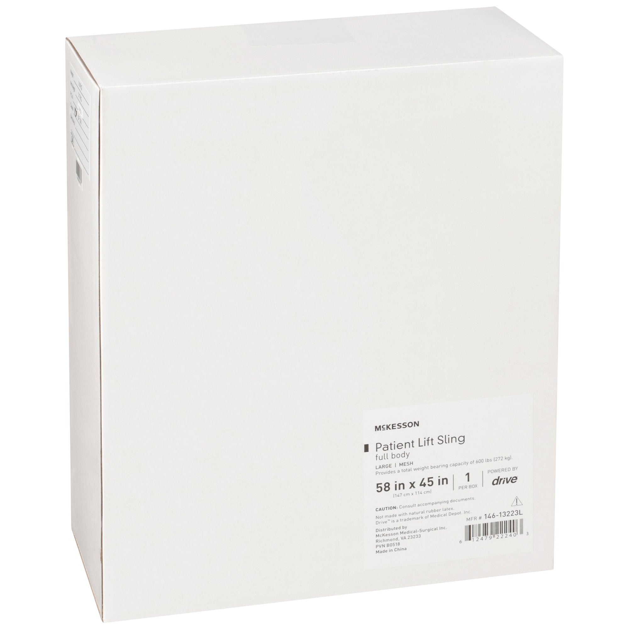 McKesson mesh full body patient sling, blue polyester, 600 lb capacity, medium and large sizes