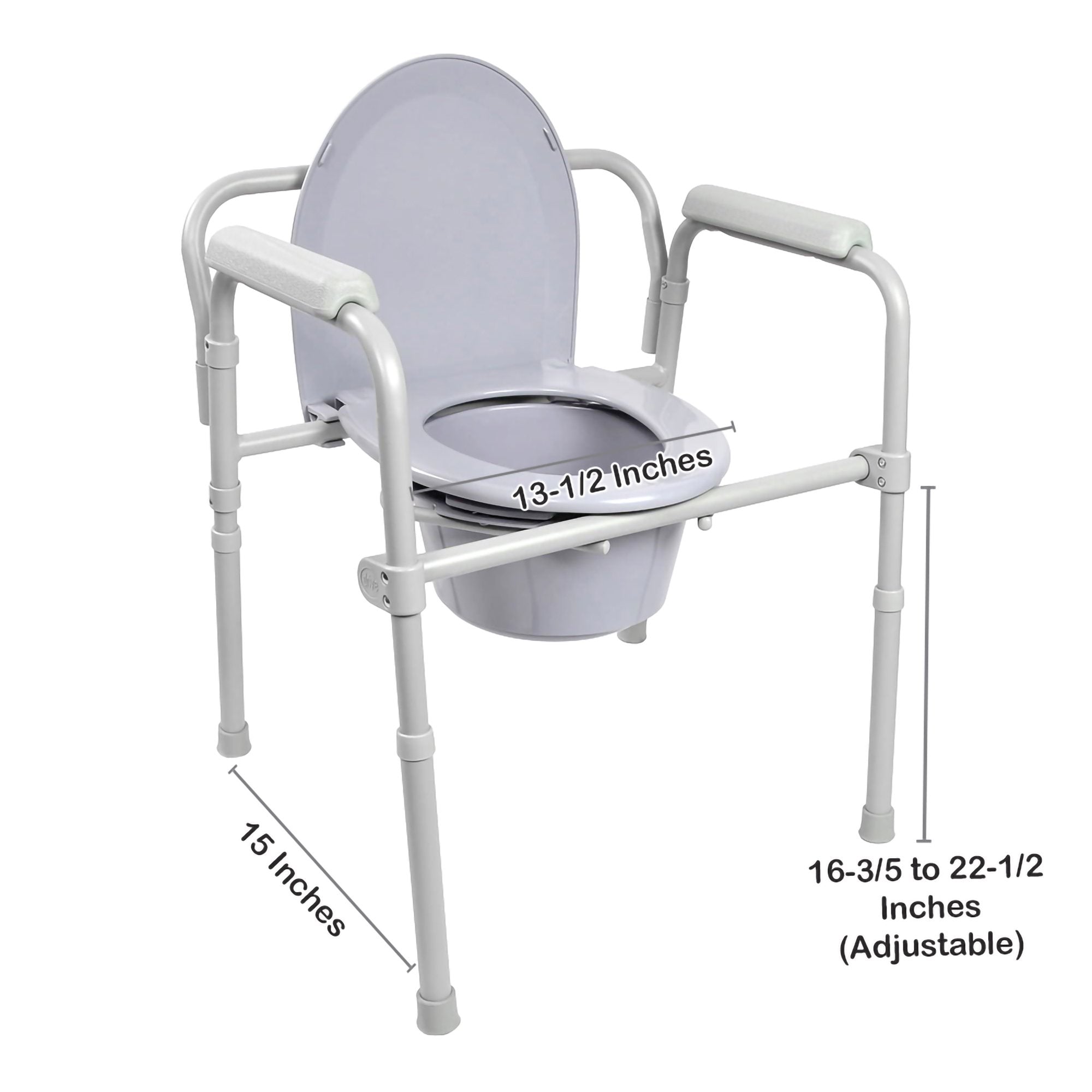 McKesson folding fixed-arm steel commode chair, 350 lb capacity