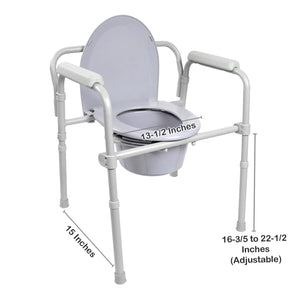 McKesson folding fixed-arm steel commode chair, 350 lb capacity