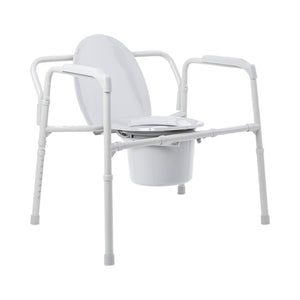 McKesson fixed arm steel folding commode chair, bariatric 650 lb capacity