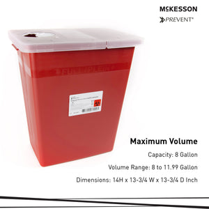 McKesson Prevent® 8 Gallon Sharps Container – Red, Locking Lid