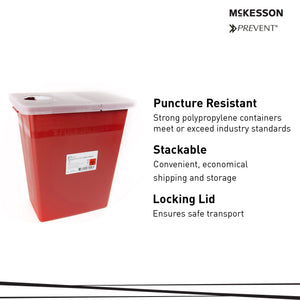 McKesson Prevent® 8 Gallon Sharps Container – Red, Locking Lid