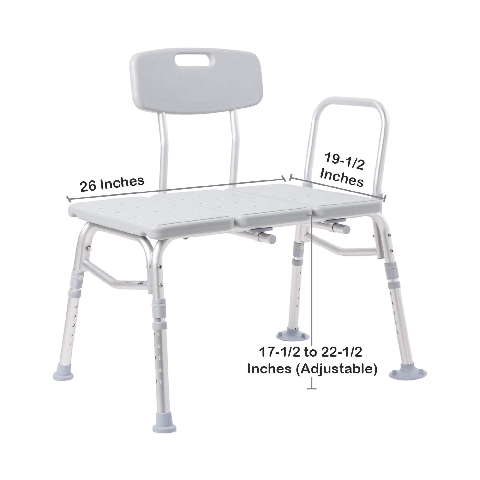 McKesson aluminum transfer bench with reversible backrest and adjustable height