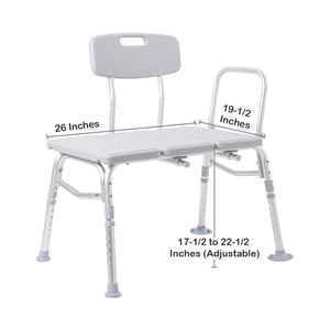 McKesson aluminum transfer bench with reversible backrest and adjustable height