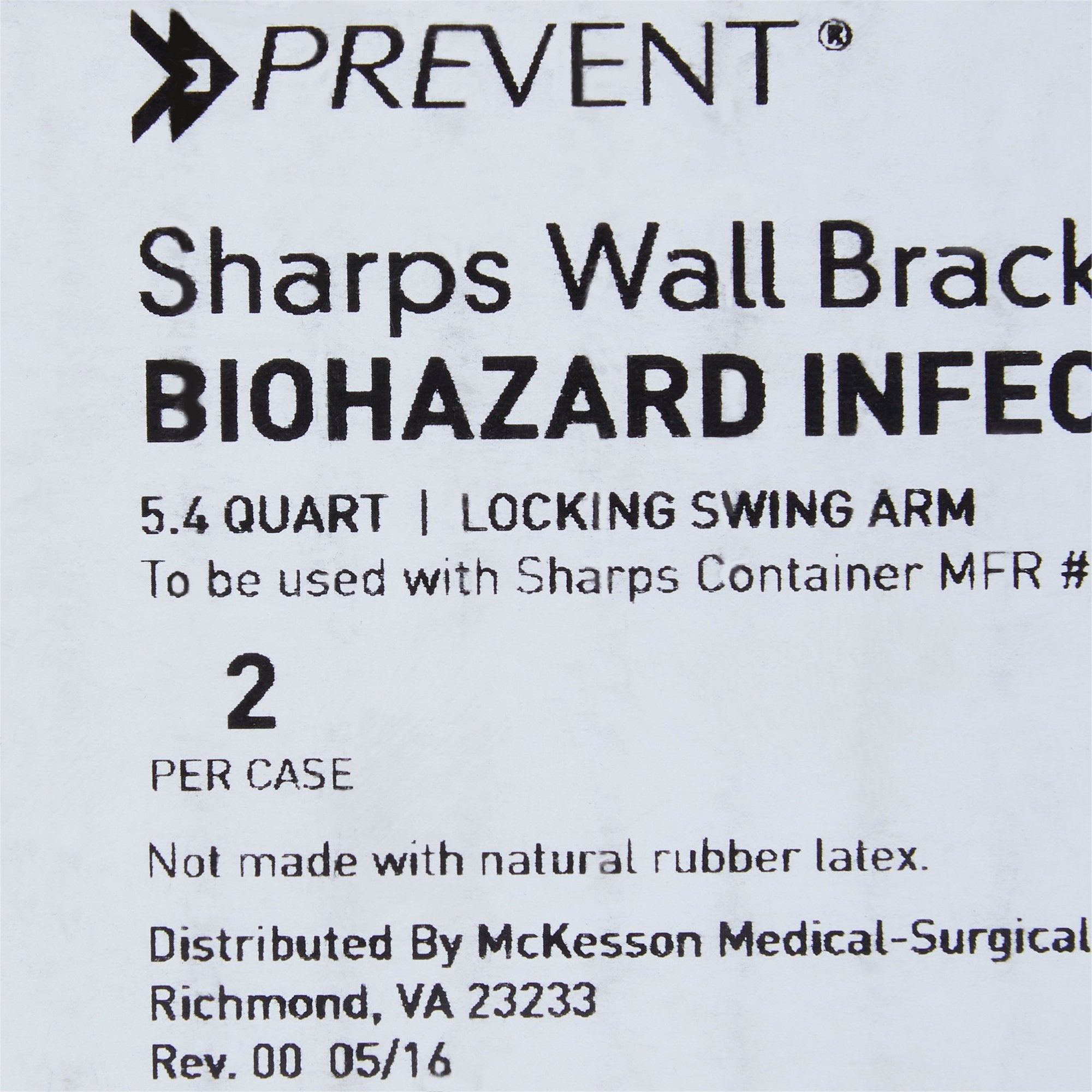 McKesson Prevent® Sharps Container Wall Mount Locking Bracket