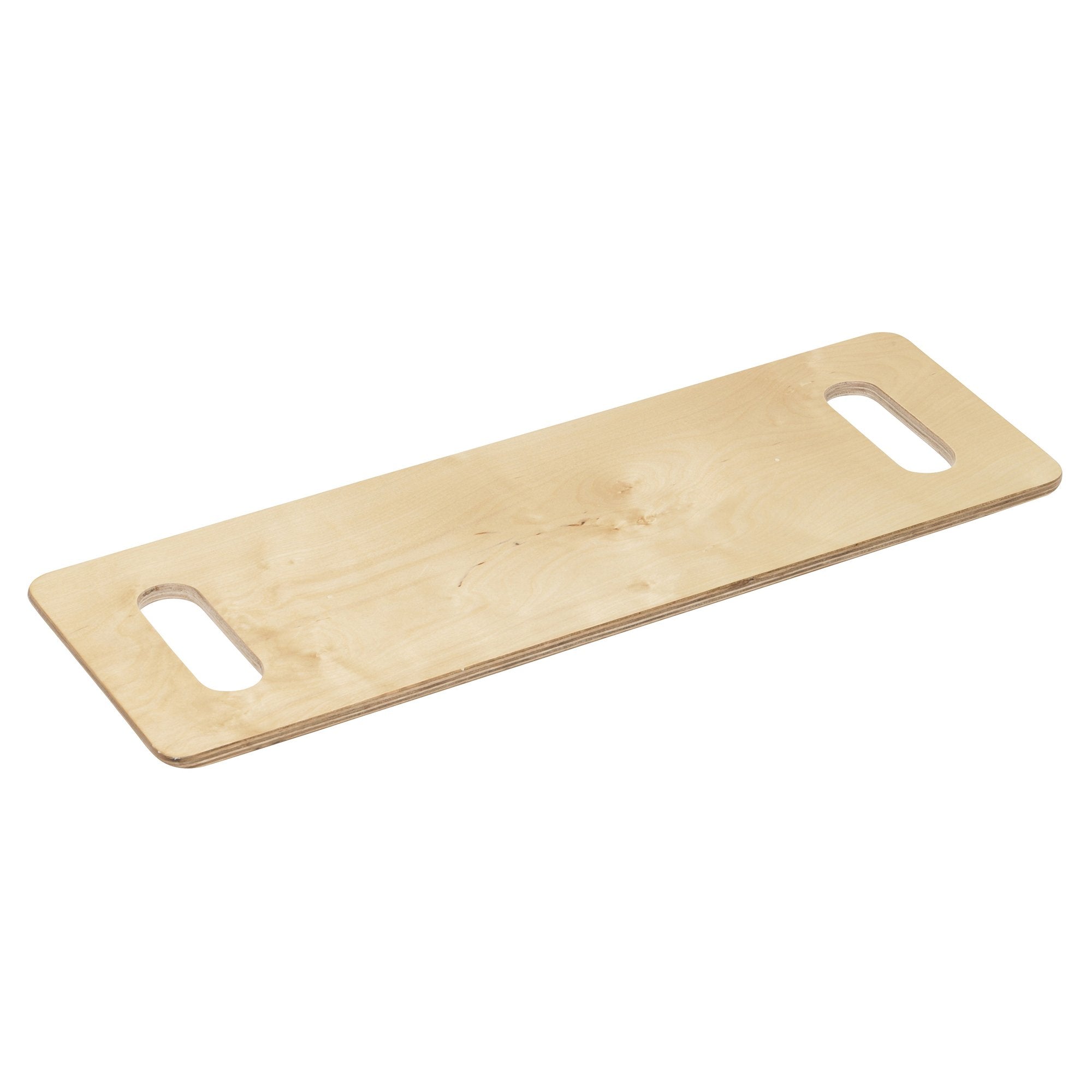 Birch wood patient transfer board with tapered ends and built-in handles