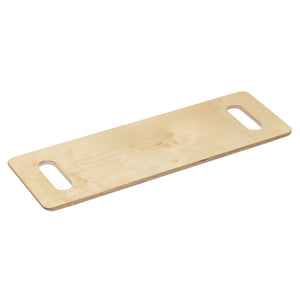 Birch wood patient transfer board with tapered ends and built-in handles