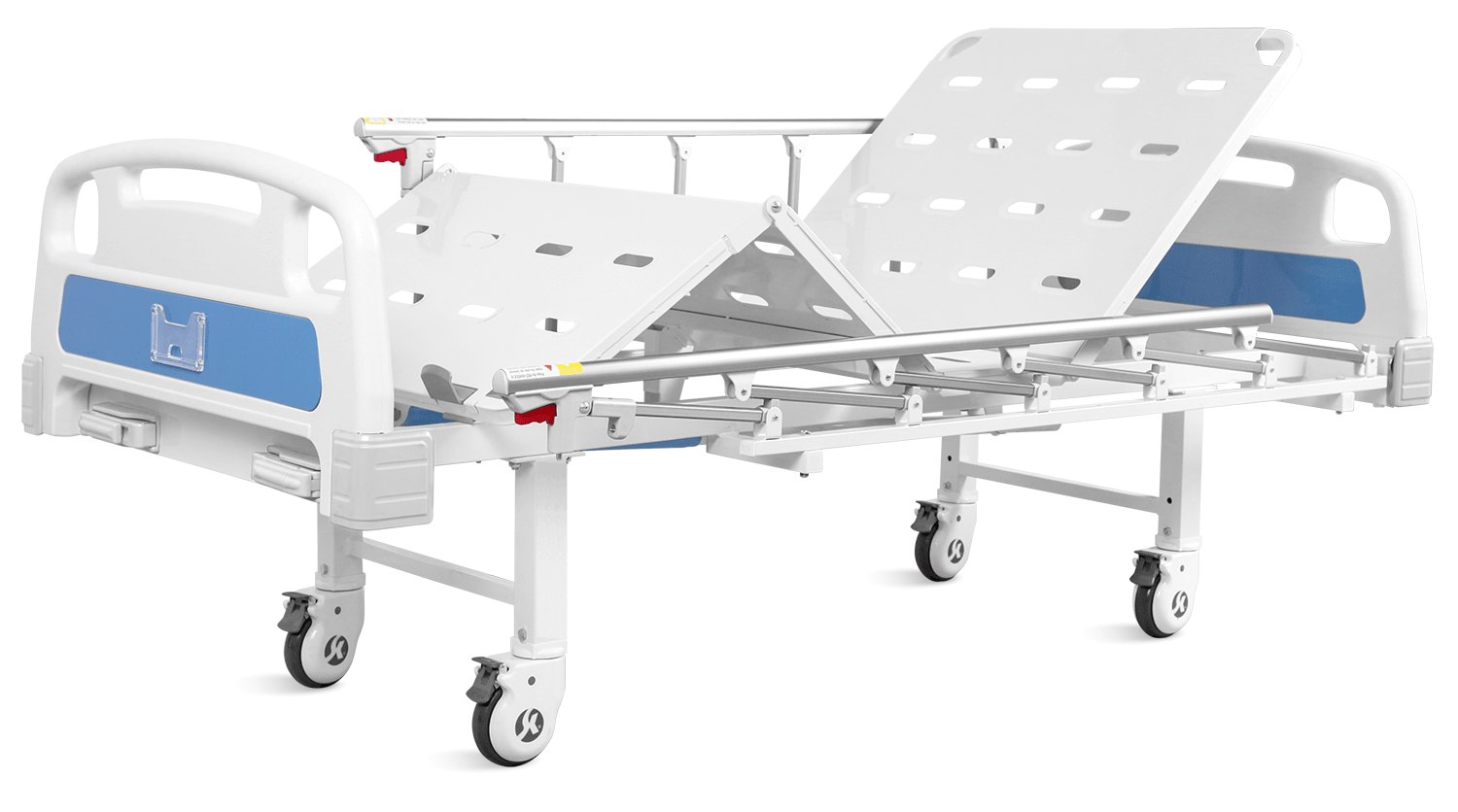 MA200 Manual Hospital Bed – 2 Function Crank with 4" Mattress & IV Pole