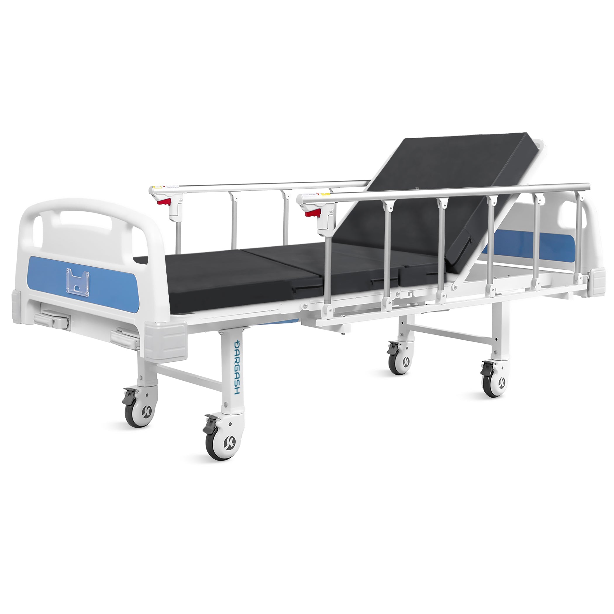 MA200 Manual Hospital Bed – 2 Function Crank with 4" Mattress & IV Pole
