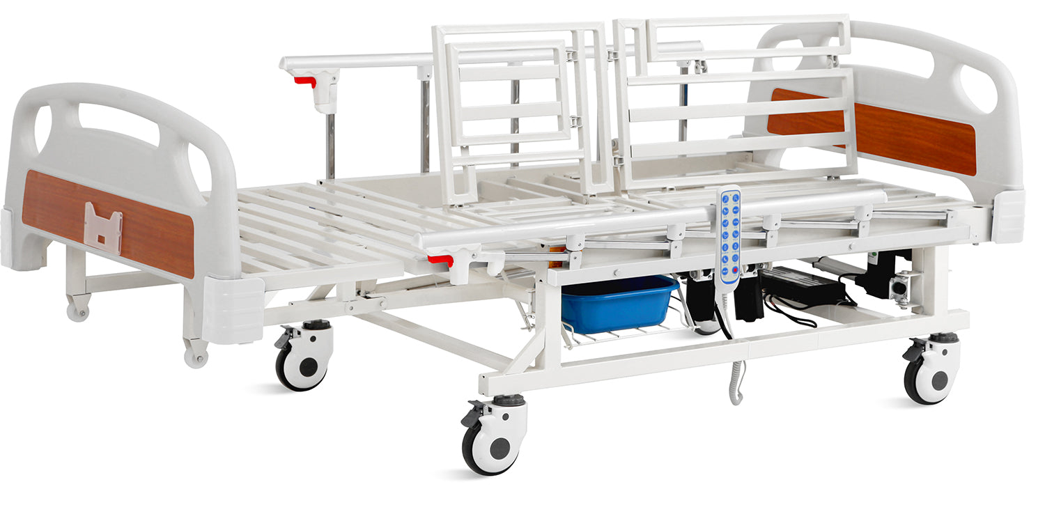 Fully Electric 6-Function Hospital Bed – VIP Long-Term Care with Mattress & IV Pole