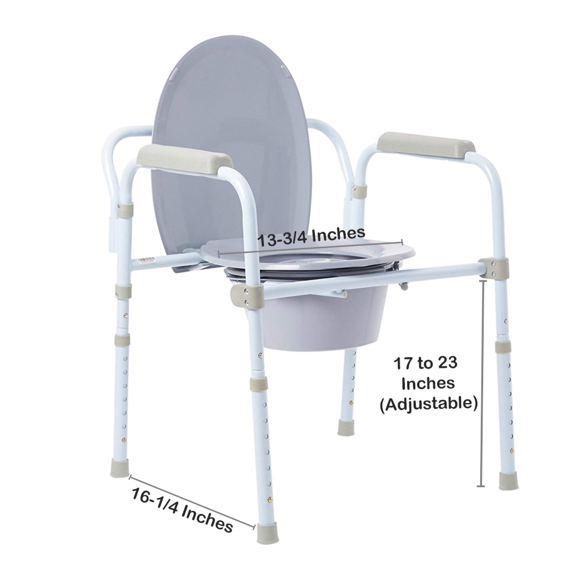 McKesson folding fixed-arm steel commode chair, adjustable height