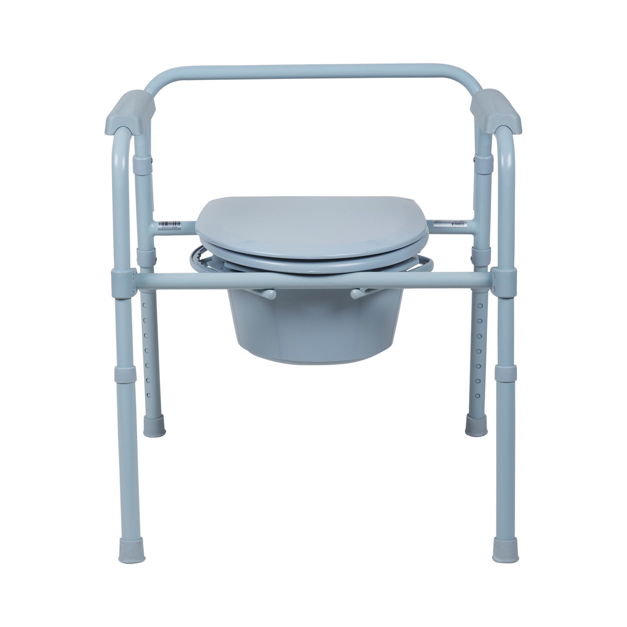 McKesson folding fixed-arm steel commode chair, 350 lb capacity