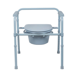 McKesson folding fixed-arm steel commode chair, 350 lb capacity