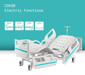 CD650 Electric ICU Hospital Bed – For Home & Clinical Use (Includes Mattress & IV Pole)