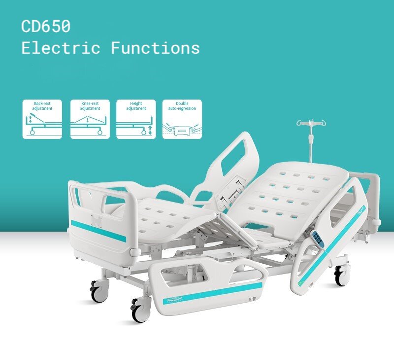 CD650 Electric ICU Hospital Bed – For Home & Clinical Use (Includes Mattress & IV Pole)