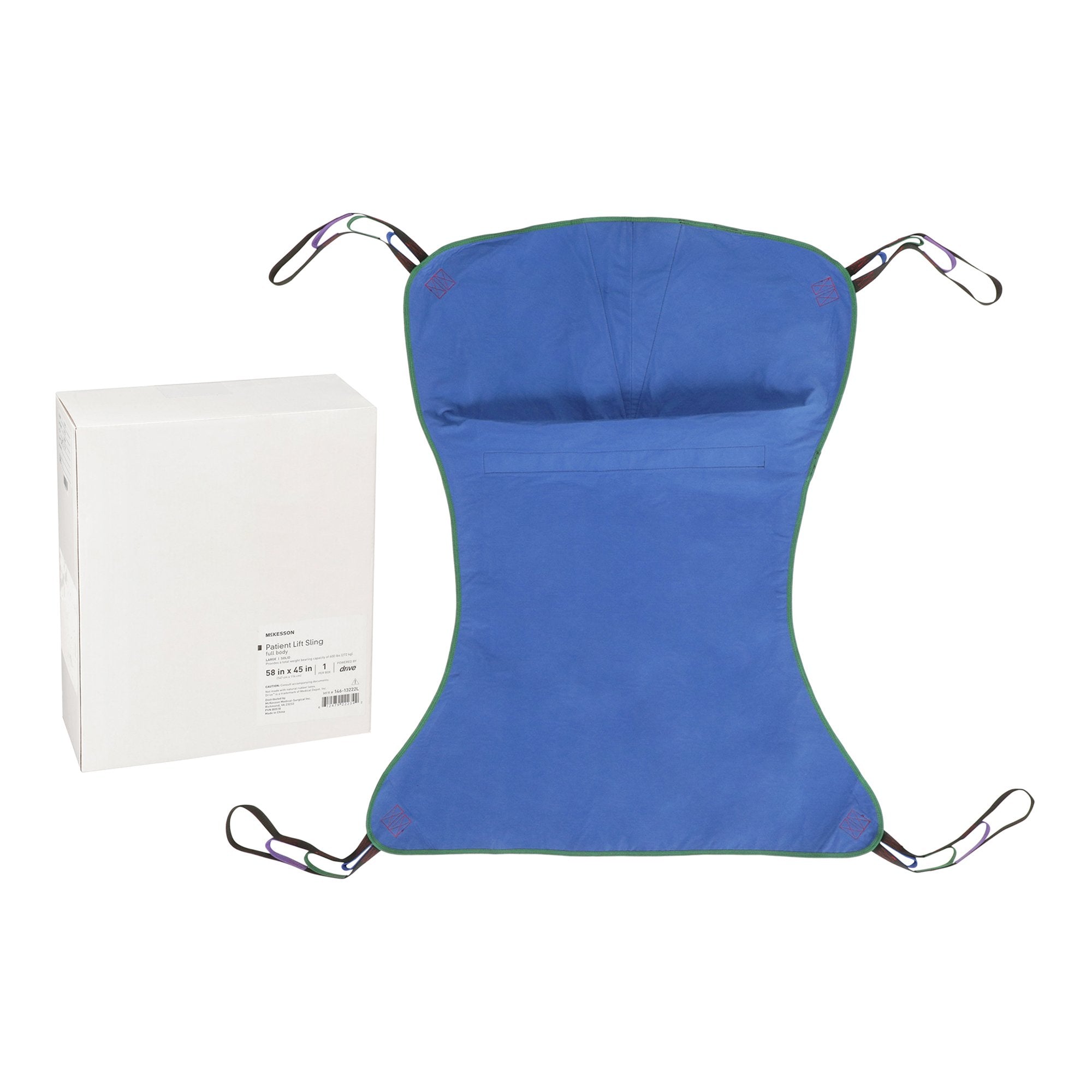 McKesson full body patient sling, solid polyester, 600 lb capacity, available in medium large XL