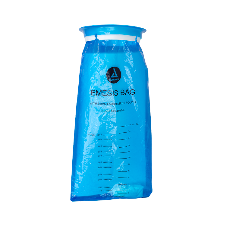 Emesis Bag w/ Absorbent pouch, Blue, 10/50/cs
