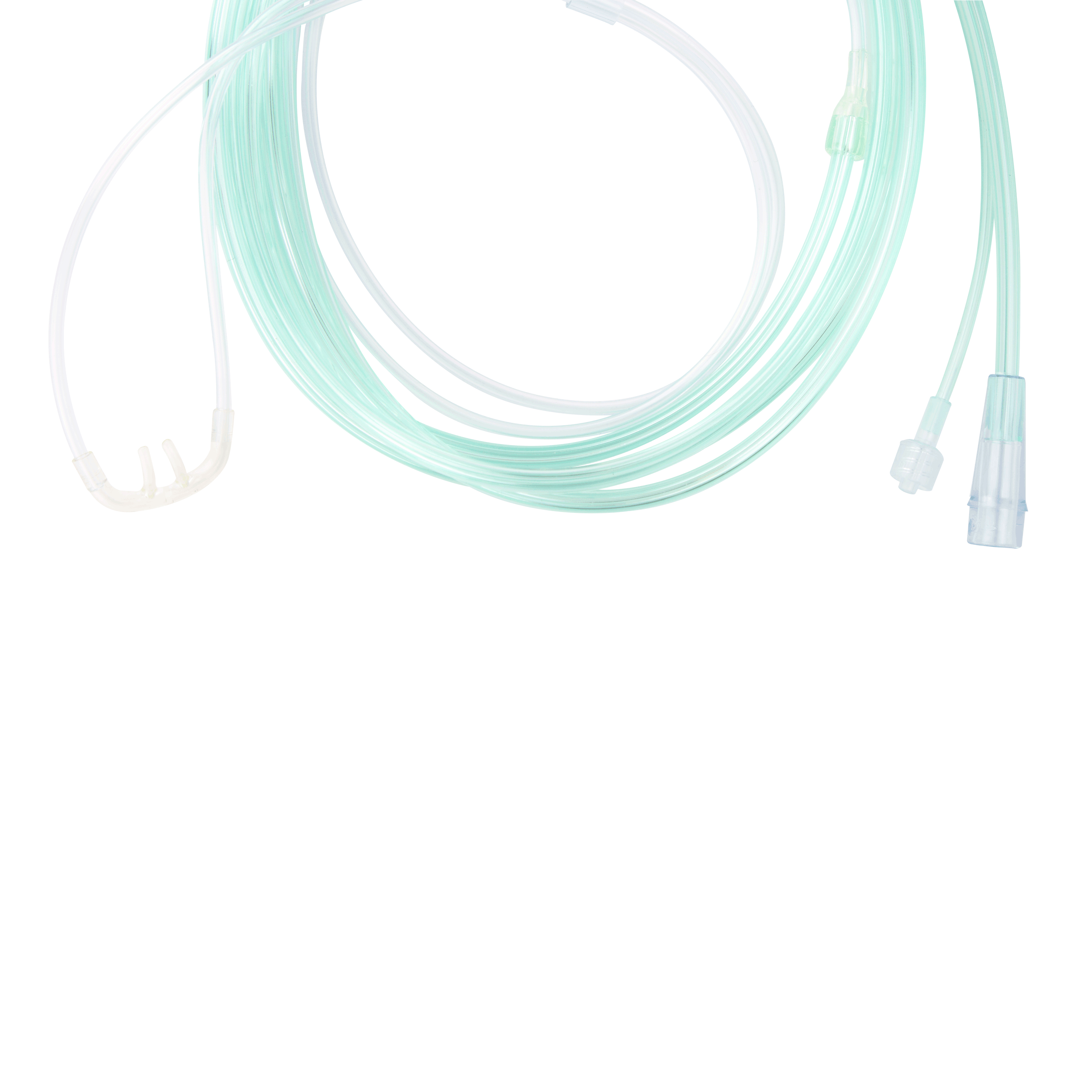 EtCO2 Nasal Sampling Cannula - 7ft (2.1m) Tubing w/ Male Luer Connector and Standard O2 Tubing Connector