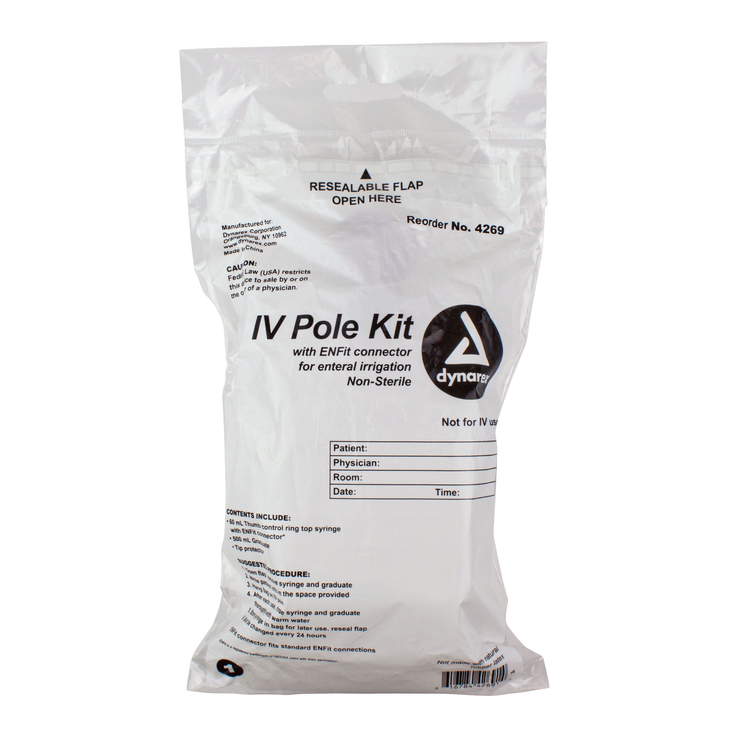 IV Pole Kit - Enteral Irrigation w/ ENFit Connector