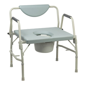 McKesson bariatric drop-arm commode chair with padded back and 1000 lb weight capacity