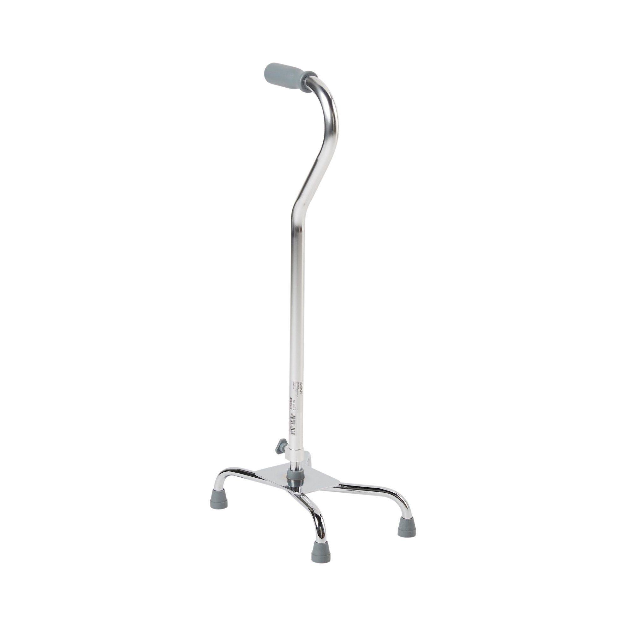 McKesson adjustable steel offset quad canes with large and small bases in chrome and black