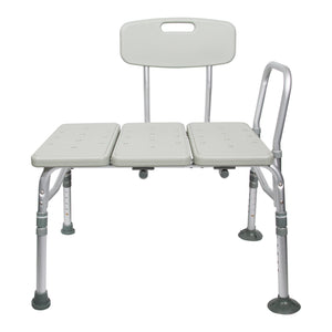 McKesson aluminum transfer bench with reversible backrest and adjustable height