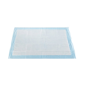 McKesson Classic Plus light absorbency 23 x 36 inch disposable underpads with blue poly backsheet