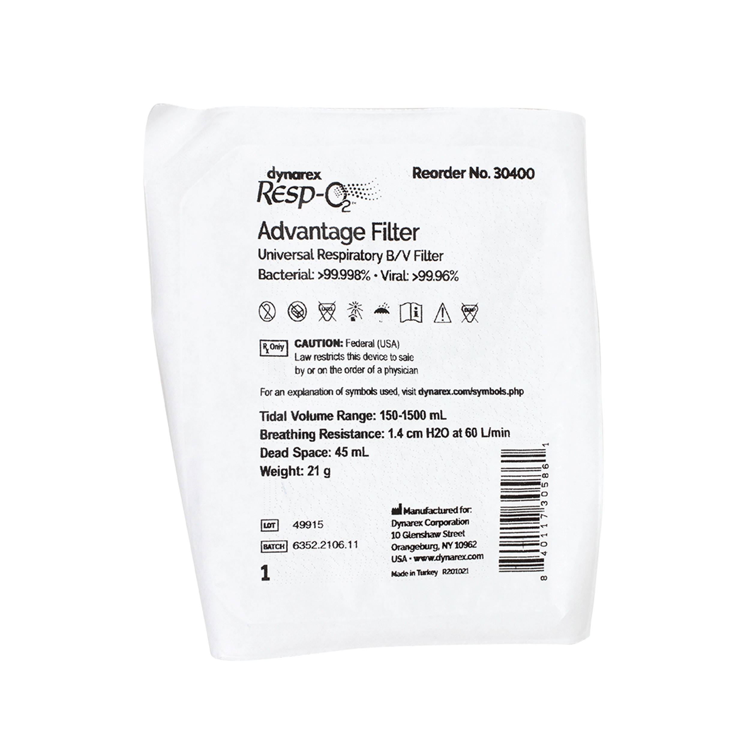 Advantage Respiratory B/V Filter