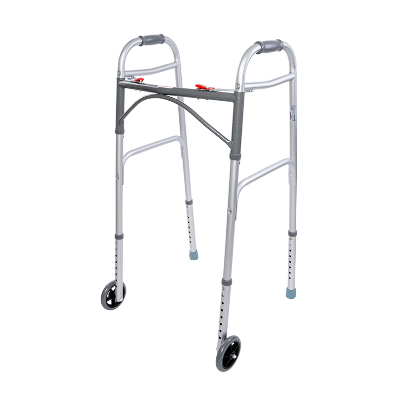 Steel Button Folding Walker with Wheels