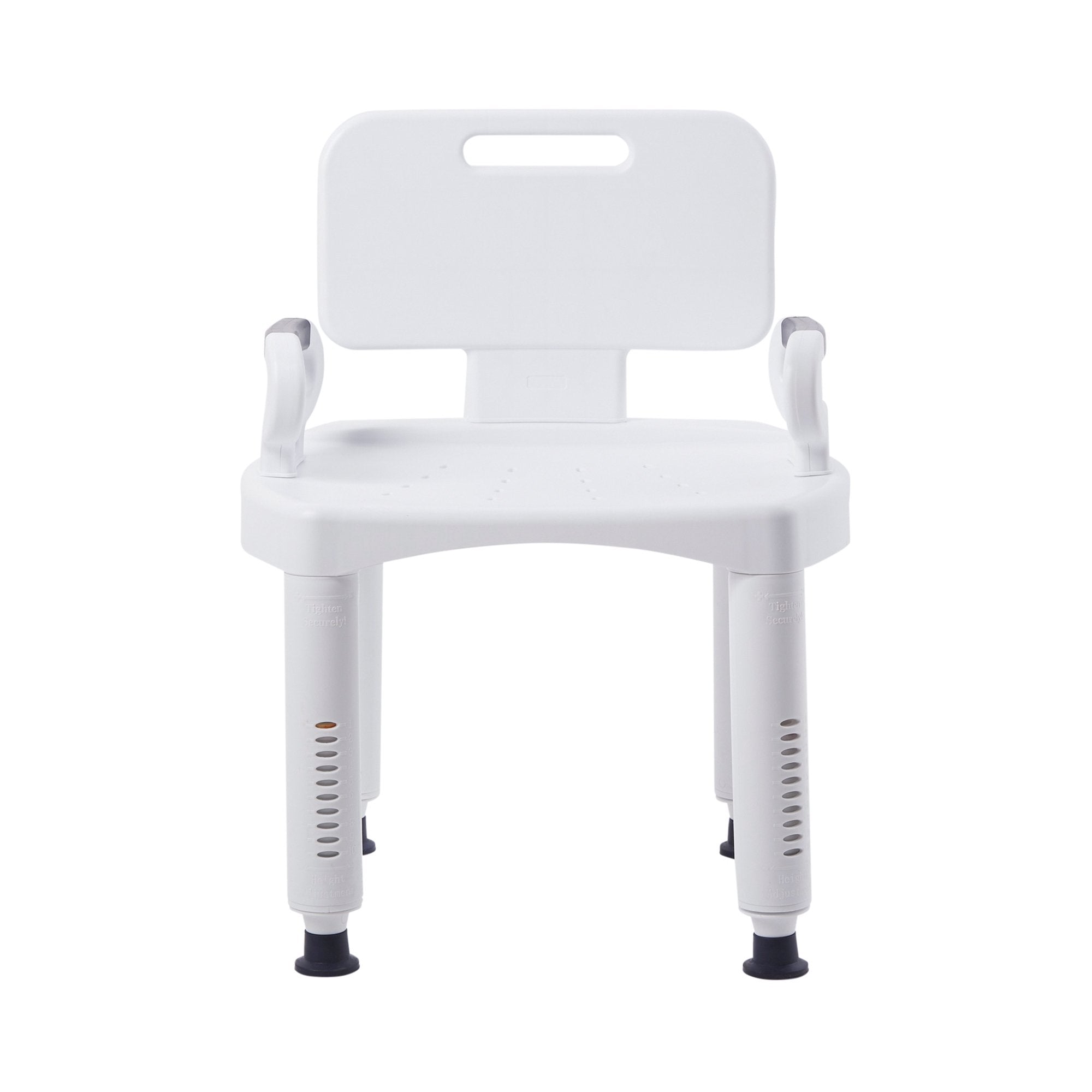 McKesson bath bench with removable arms and back, adjustable plastic shower seat