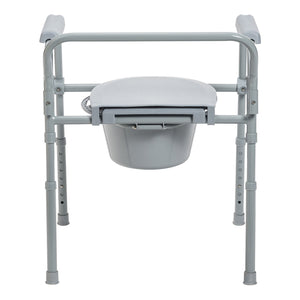 McKesson folding fixed-arm steel commode chair, 350 lb capacity