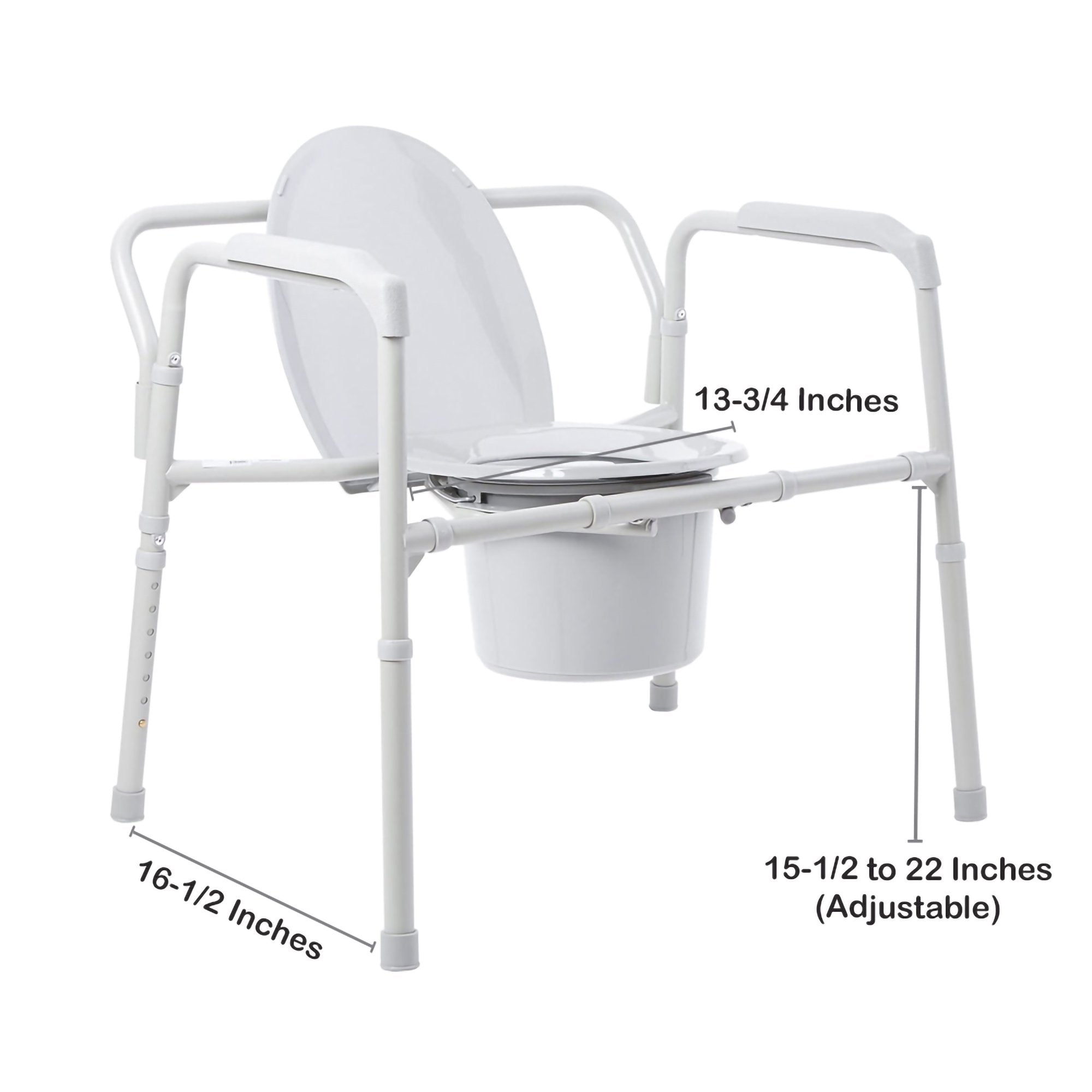 McKesson fixed arm steel folding commode chair, bariatric 650 lb capacity