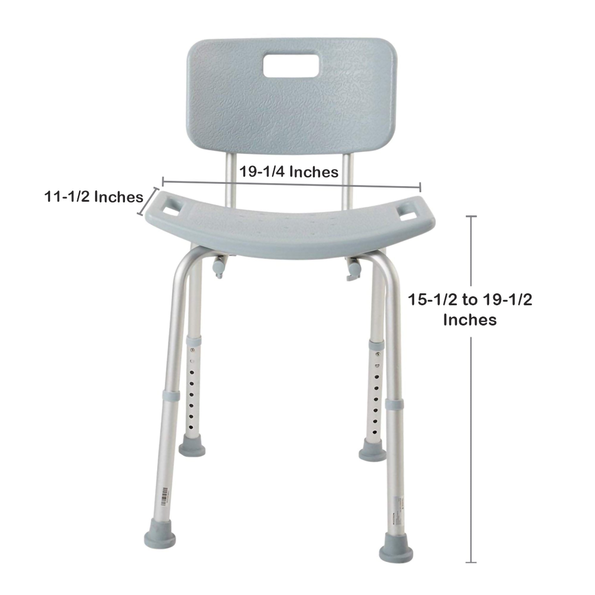 McKesson aluminum bath bench with adjustable height and removable backrest