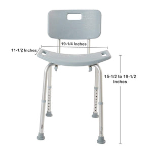 McKesson aluminum bath bench with adjustable height and removable backrest