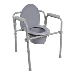 McKesson folding fixed-arm steel commode chair, 350 lb capacity